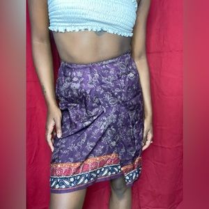 Talbot Paisley Print Wrap Skirt | Purple Paisley Wrap Skirt | Vintage Talbot
